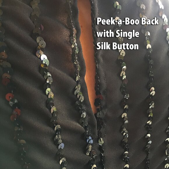 Vintage 1980s Long Sleeve Sheer Black Sequin Evening Blouse -- Not Too Sheer. - Picture 5 of 11